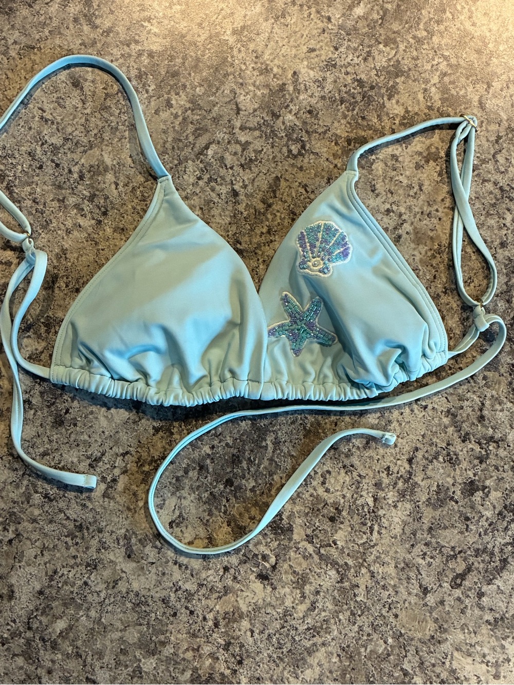 Hollister Beaded Seashell Starfish Triangle Bikini Top Size Medium